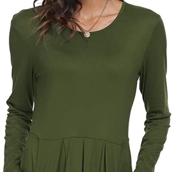 DouBCQ Women's Casual Long Sleeve Flowy Pleated Fall Dresses - Picture 3 of 3